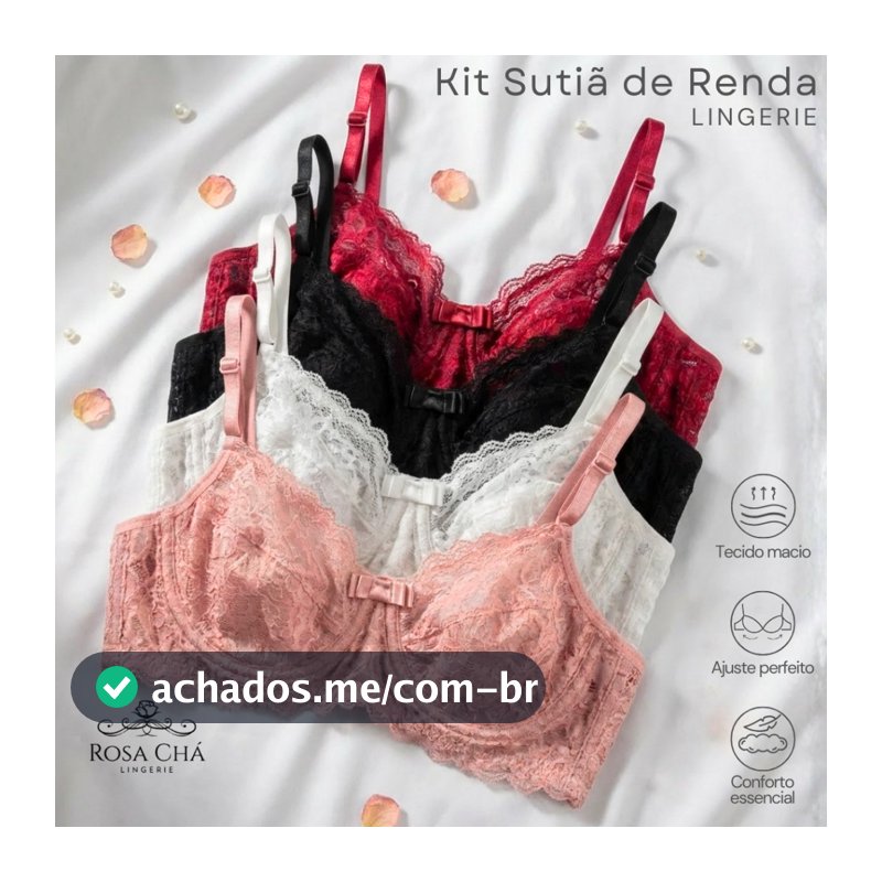 Sutiã de Renda Sexy Sem Bojo Com Aro Lingerie Sensual Sutian Premium com Alça Regulável