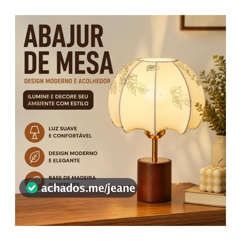 Candeeiro De Mesa Decorativo Moderno, Base De Madeira Sólida, Tecido De Luz Suave, Abajur Para Quarto, Sala De Estar