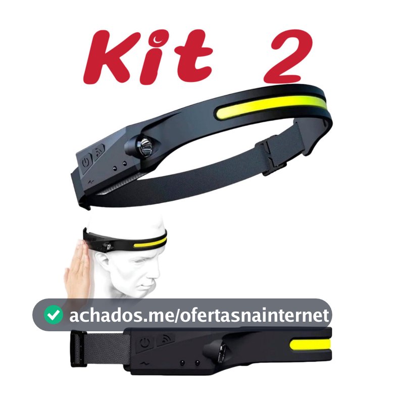 Kit 2 Lanterna de cabeça com SUPER LED Recarregável USB Type C  alex
