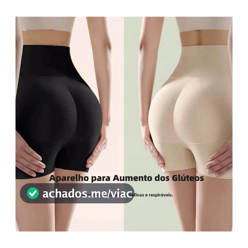 Calcinha Short Modeladora de Barriga Enchimento de Glúteos Levanta Bumbum Cor preta e bege