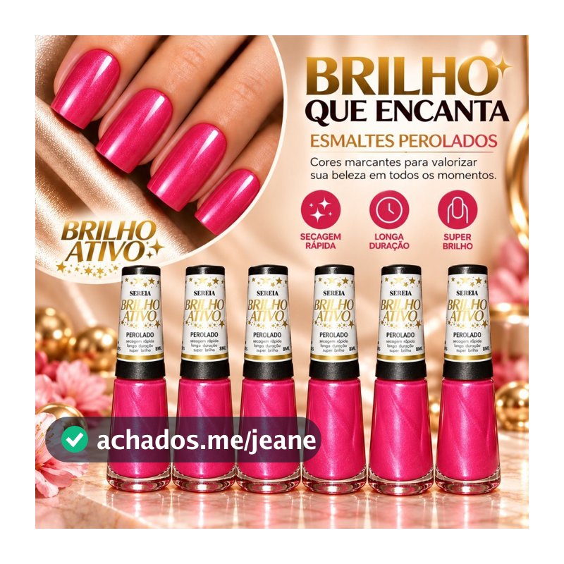 Kit 6 Esmaltes Rosa Sereia Brilho Ativo 8ml