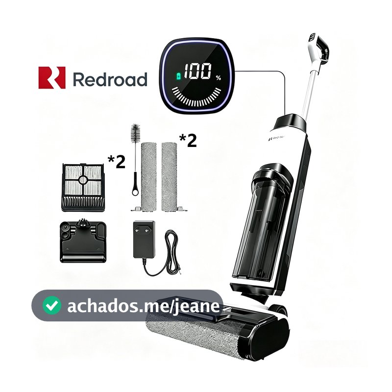 Aspirador de Pó 3 em 1: aspira, lava e seca. Autolimpante,tanque 910ml, LED, bivolt 100-240V Redroad W15