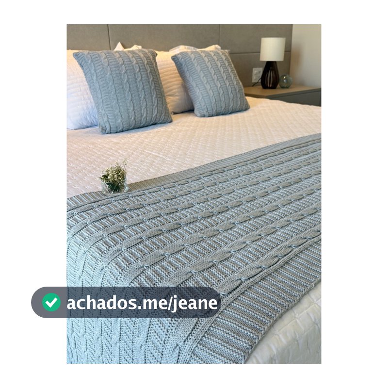 Manta Peseira de Tricot + Capas de Almofada para Cama e Sofá Cama Casal Queen Decoração FIRENZE