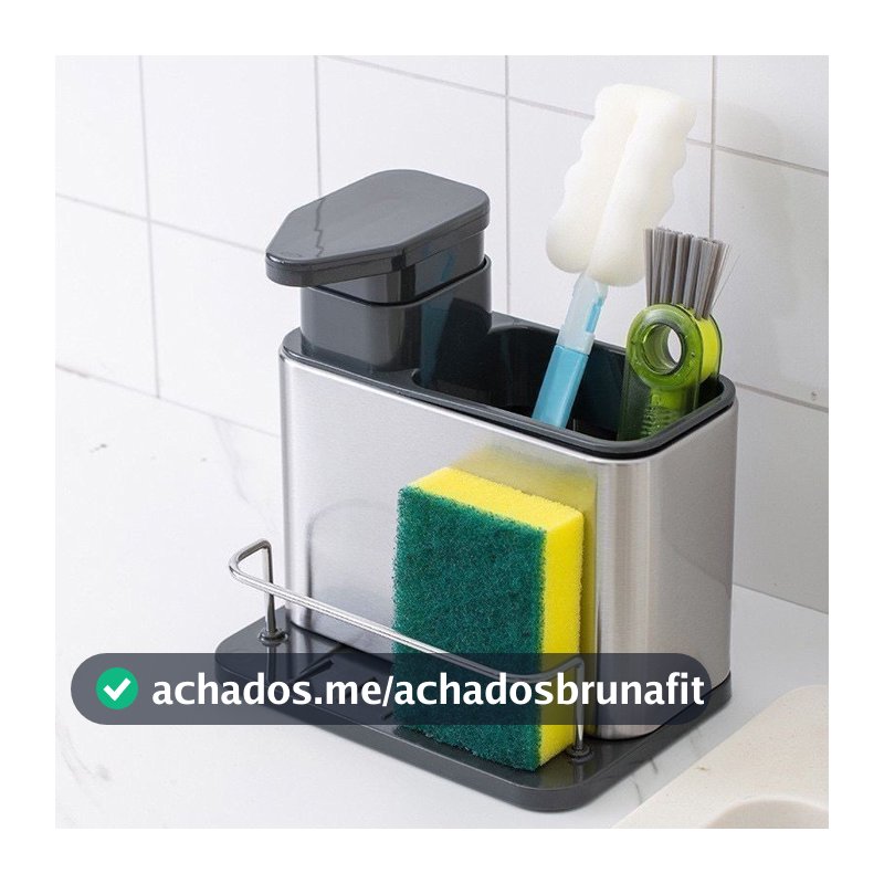 Porta Detergente Rack Armazenamento De Cozinha Organizador Dispensador De Sabão Aço Inox Para Pia