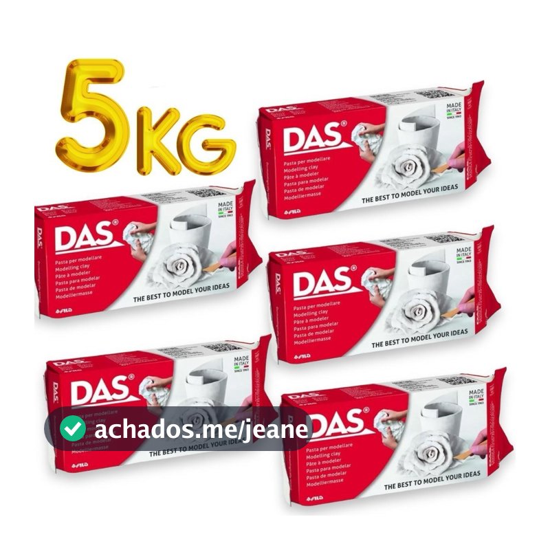 kit Massa Modelar Cerâmica Fria DAS Escultura Branca 5kg