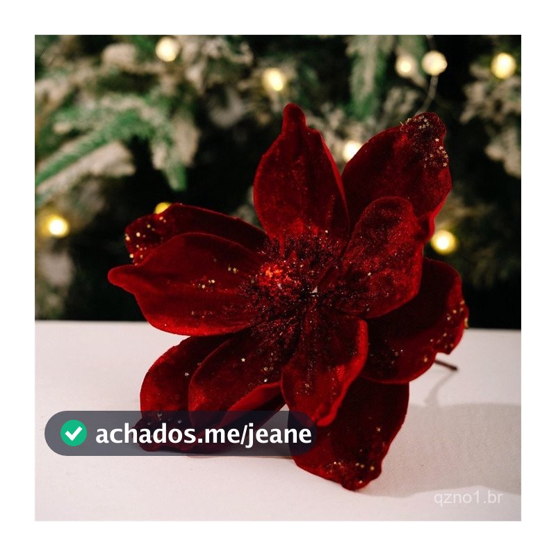 6 Cores Glitter Flores Artificiais Árvore De Natal Pendurado Ornamentos Vermelho Flor Ano Novo 2026 Navidad Presente