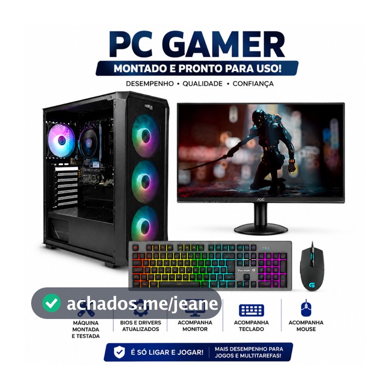 Pc Gamer OLAF Completo Ryzen 7 5700g, Memoria Ram, 512gb, Mon Gamer 23,8 100hz, Teclado Mouse GAMER