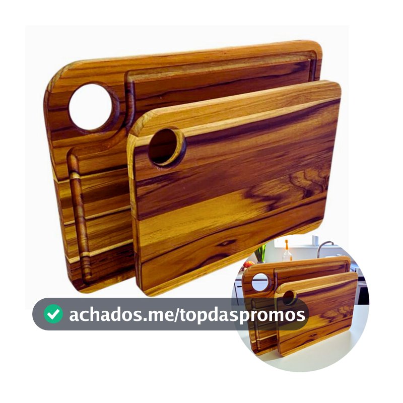 Tábua De Corte Madeira  e Preparo Carne Churrasco Legumes com Canaleta + Tábua de Corte Lisa Monte seu Kit