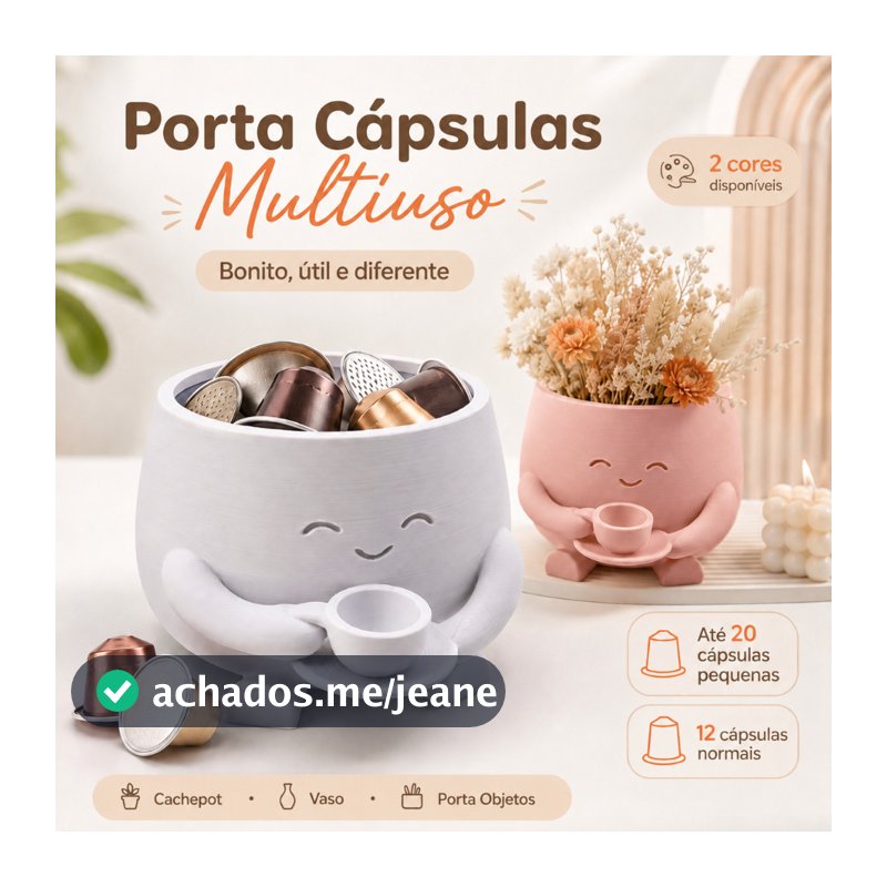 Cachepot Porta Cápsulas Café Multiuso Vaso Porta Objetos Decorativo Branco ou Rosa