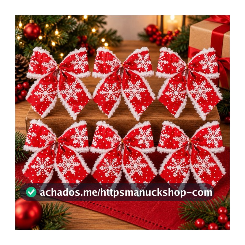 Kit 6 Laços de Natal Prontos 17x15cm Decoração Árvore Natalina Vários Modelos