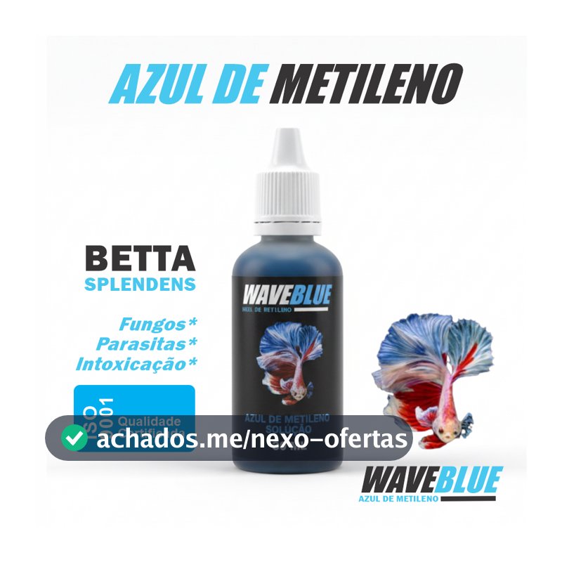 AZUL DE METILENO GRAU ANALÍTICO PURÍSSIMO ISO 9001 Qualidade Superior para Aquários Pexies Ornamentais Betta WAVEBLUE