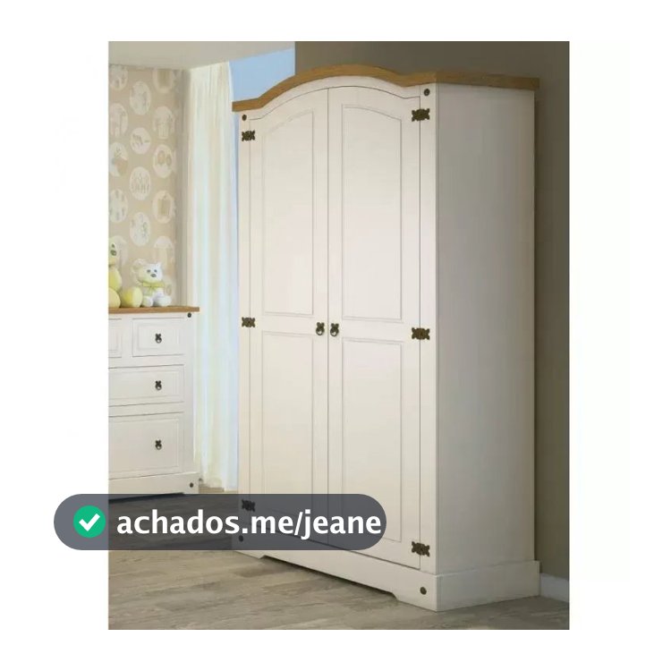 Guarda-Roupa Infantil 2 Portas Smile Yescasa Branco/Creme/Carvalho