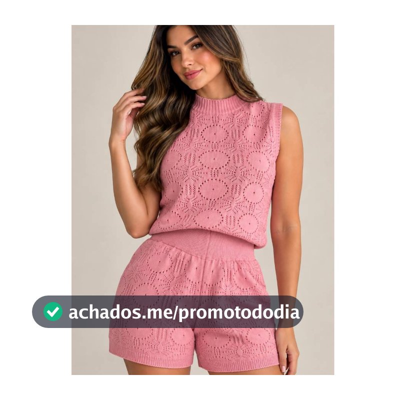 Conjunto Feminino Tricot PRIVERA Verão Regata e Shorts Trabalhado Roupa Feminina Conjunto Elegante Feminino