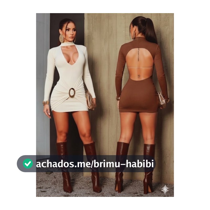 Vestido Feminino thatila Curto | Manga Longa | Decote e Recorte Costas | Festa & Balada