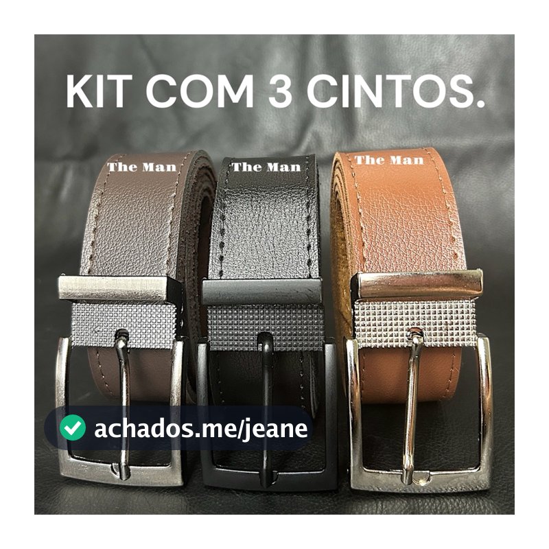 Kit 3 Cinto Masculino Couro Montana - 125CM ou 150CM(PLUS-SIZE).