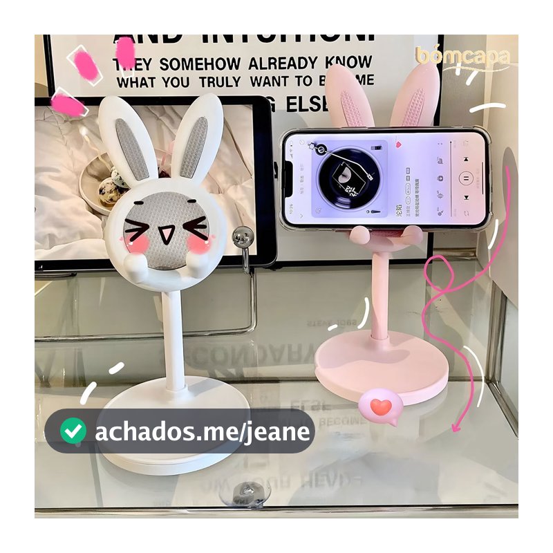 Suporte Coelhinho Para Celular Tablet Kawaii Fofo Cute Criativo E Tablet Ajustável ZJ008