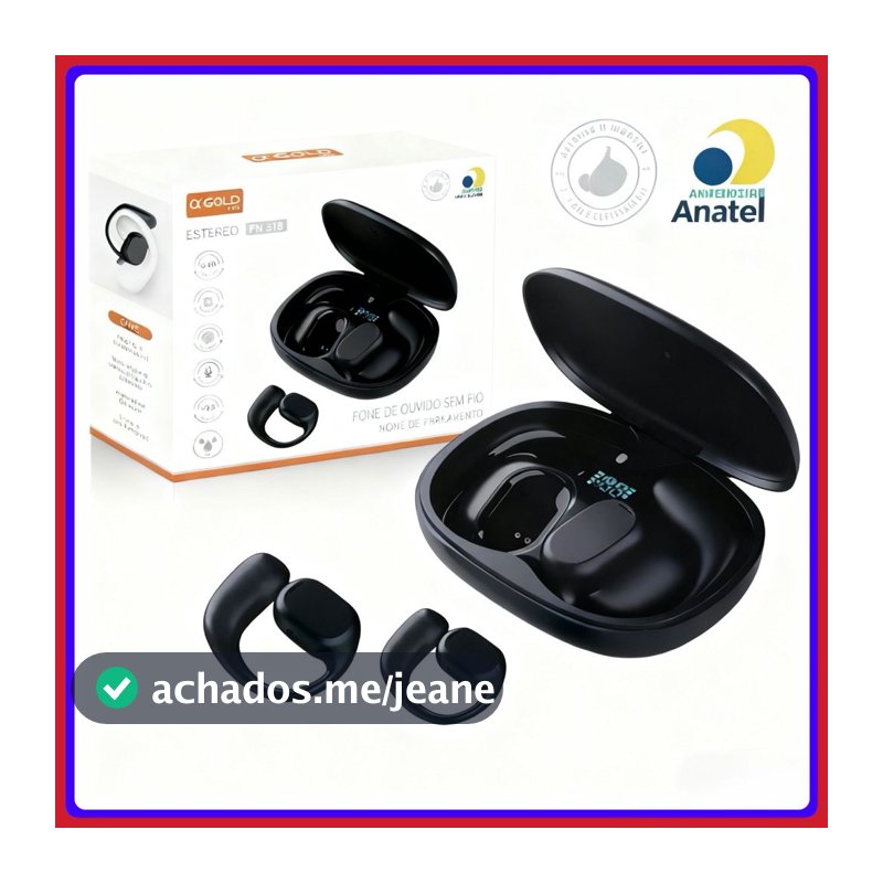 Fone de ouvido Sem fio Bluetooth Condução Óssea Esportivo Orelha Pendurada Design original A’Gold
