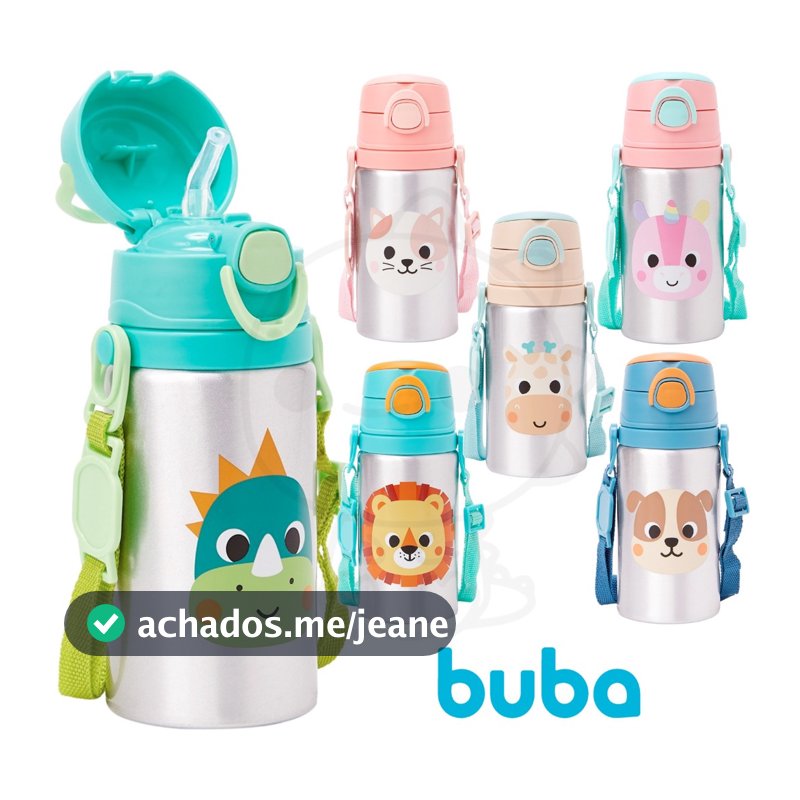 Garrafinha De Alumínio Com Canudo Buba Garrafa de água infantil buba