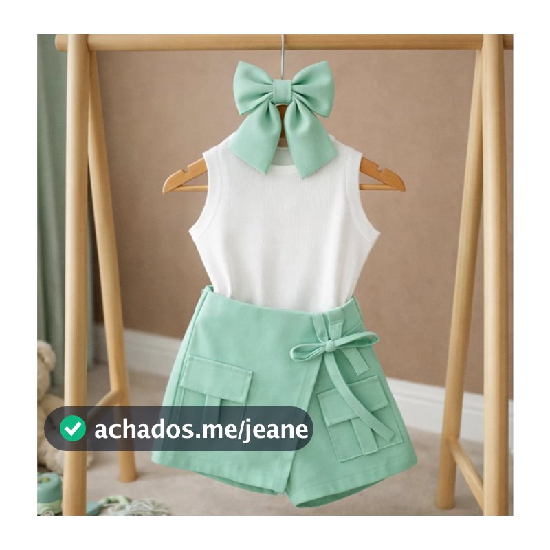 Kit Conjunto Infantil Menina Regata Ribana Premium Short Saia com Bolso Moda Blogueira Casual 2 ao 10 Várias Cores