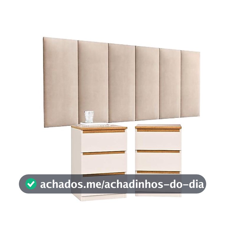 Conjunto 2 Mesas de Cabeceira + Cabeceira Modulada Adesiva Cabeceira Quarto Estofada