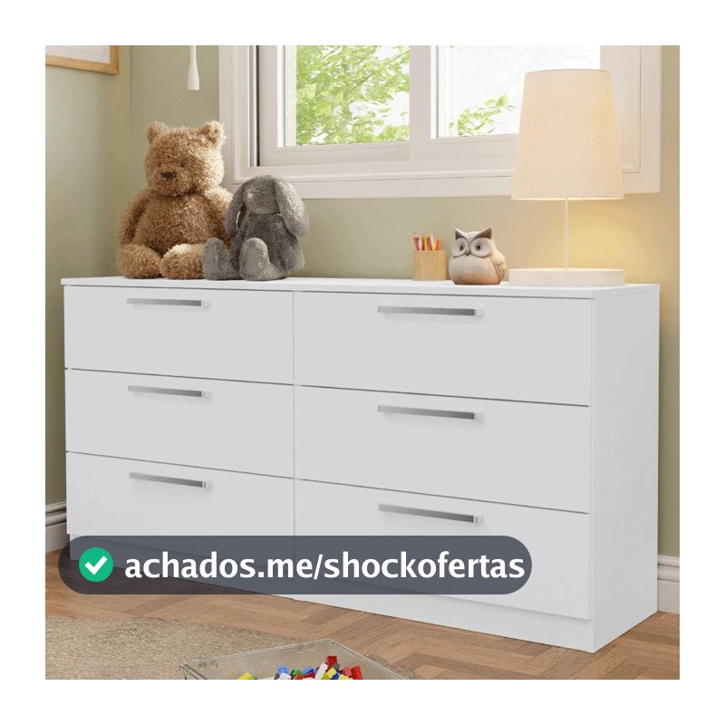 Cômoda Infantil 6 Gavetas Branco 3435 Madesa