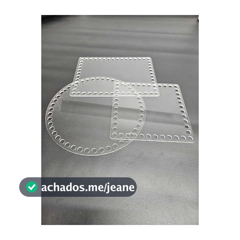 Base Acrílica Transparente Redonda Quadrada Para Crochê Artesanal Acessório Estrutura Rígida Diversas Medidas