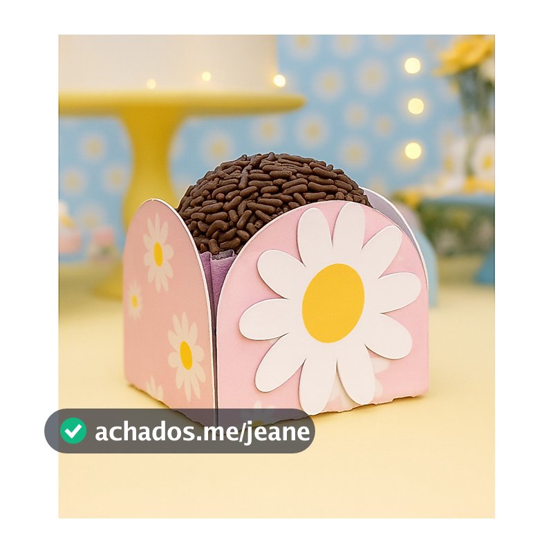 Forminha para Doces Tema Margaridas com Aplique - Decoração Jardim Encantado,Aniversário/Mesversário