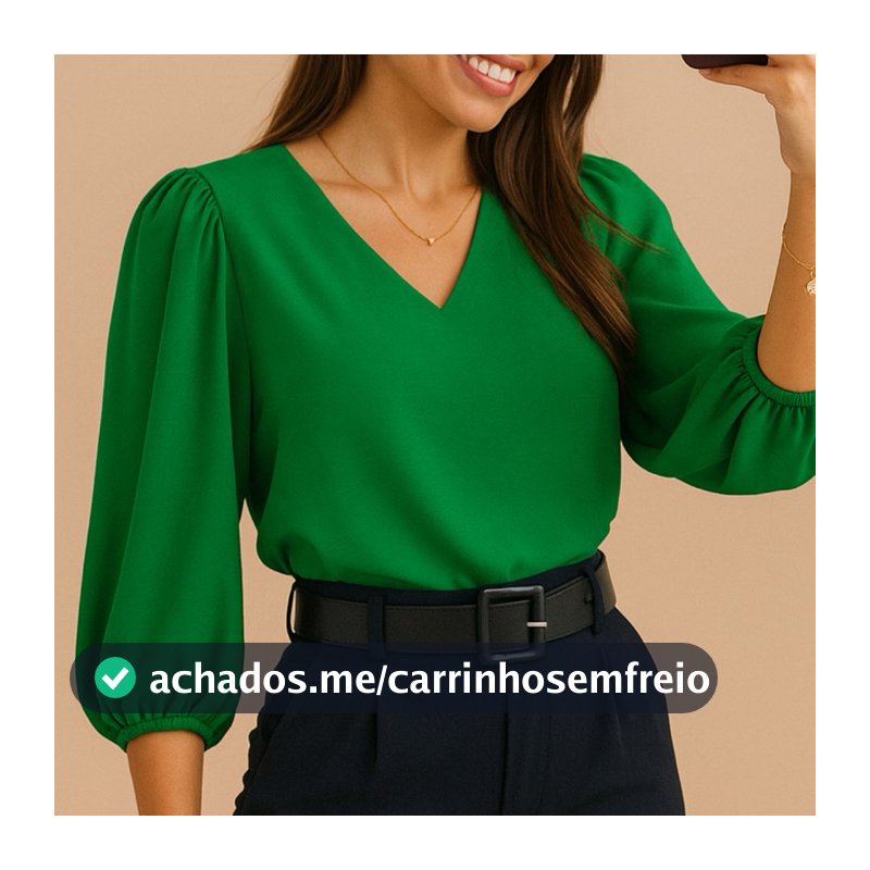 Blusa Manga 3/4 Detalhe Em V Novas Cores Verão Tendência Moda Feminina