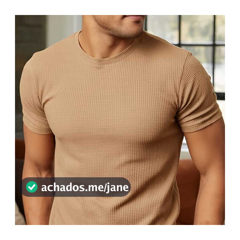 Camiseta Texturizada Casual Básica Reta Texturizada Malha Premium