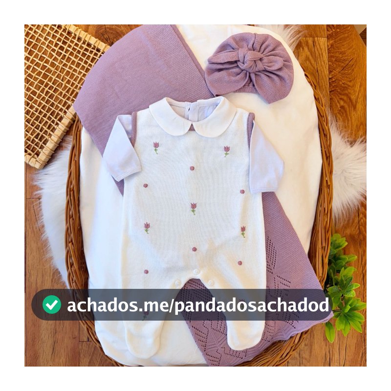 Saída De Maternidade 4 Peças Tricô Menina - Tulipas