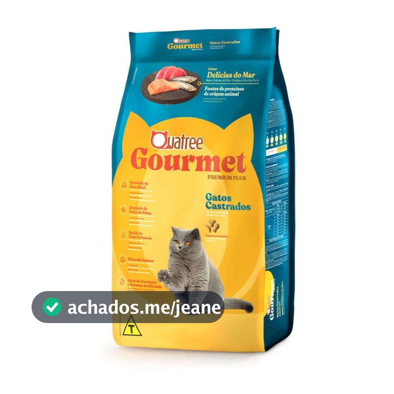 Ração Seca Quatree Gourmet Delícias do Mar Gatos Castrados 10,1KG