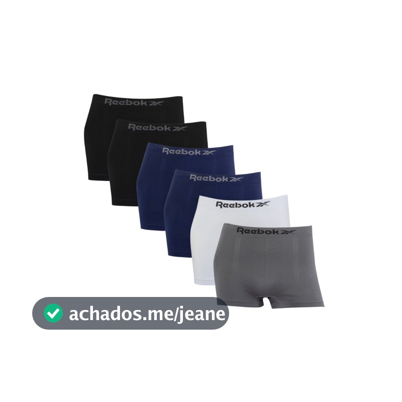 Kit 6 Cuecas Boxer Reebok Classic Microfibra