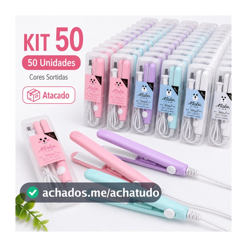 Kit 30/40/50 Mini Chapinha Prancha De Bolsa Portátil Cabelo Bivolt Estojo