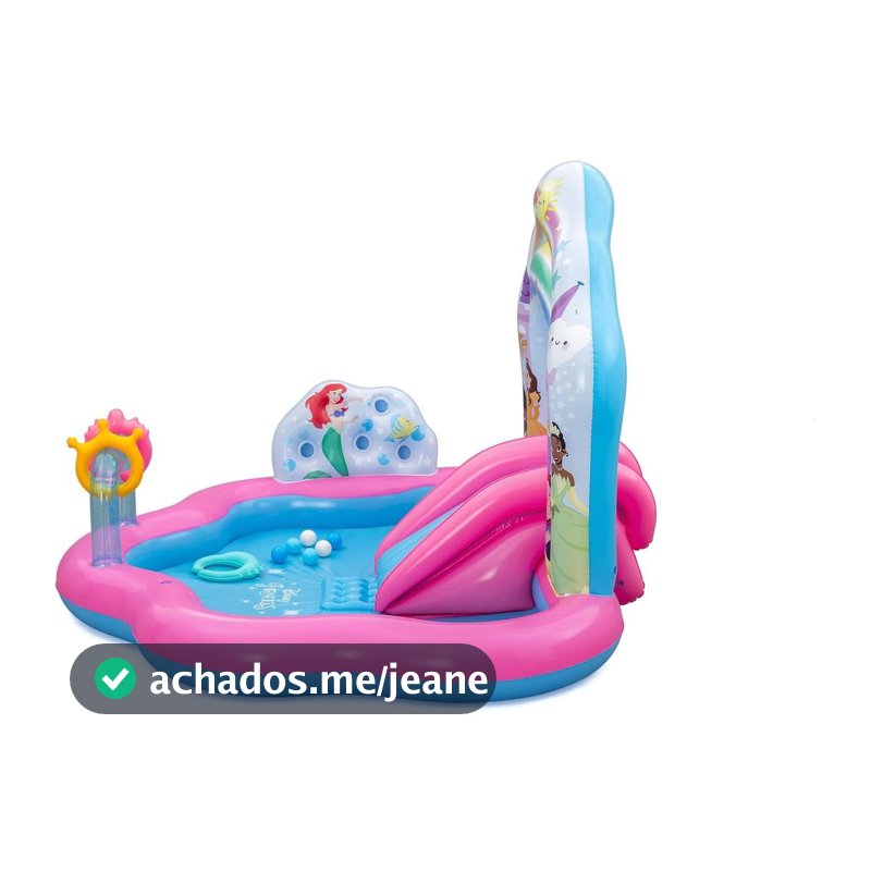 Play Center Palácio Inflável Encantado Princesas Disney Piscina 165L Escorregador