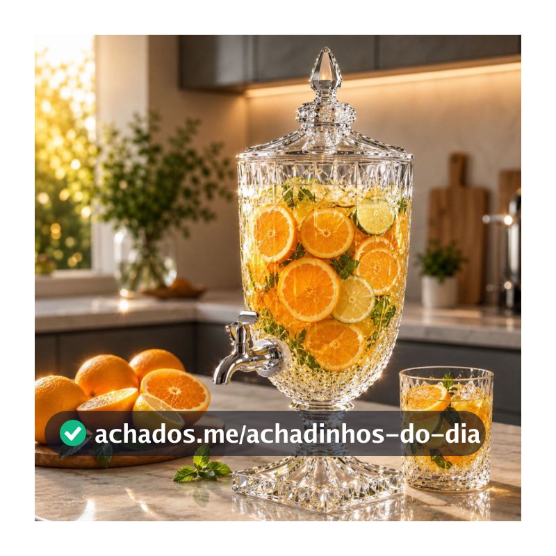 Suqueira de Vidro 5 / 3 Litros com Torneira  | Jarra Cristal Diamante com Tampaa