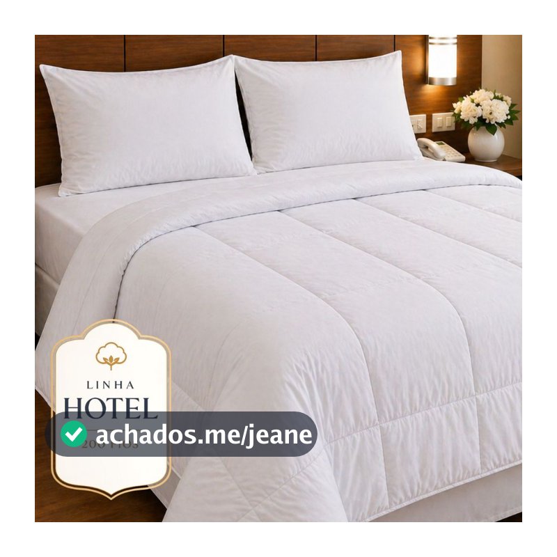 Roupa Cama Hotel Lençol para Hotelaria com Edredom Linha Profissional 200 Fios Branco Casal Solteiro