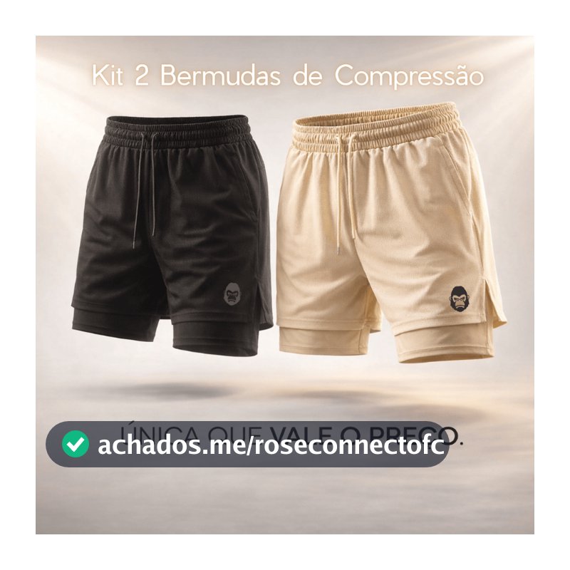 Kit 2 Bermudas Kong 2 em 1 Sports Para Academia Masculina