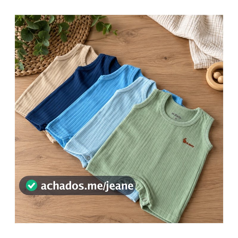 Romper Bebê Macacão Curto Infantil Liso Malha Canelada Premium Macia Verão Menino Menina Botão Macaquinho Unissex