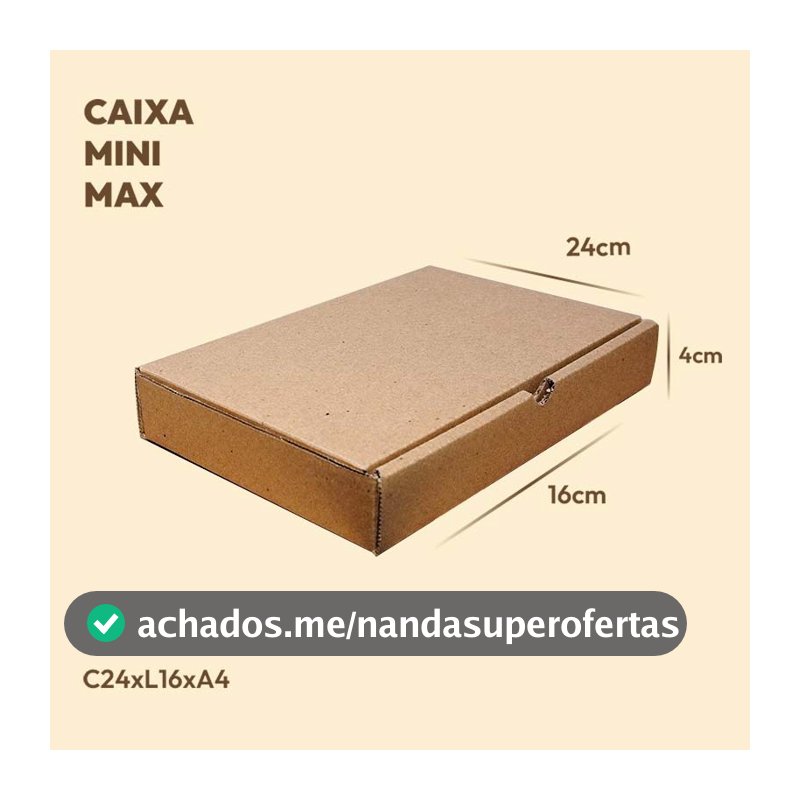 25 Caixas de Papelão 24x16x4cm MINI Envios Correio PAC Sedex Kit Atacado Qualidade Kraft Resistentes