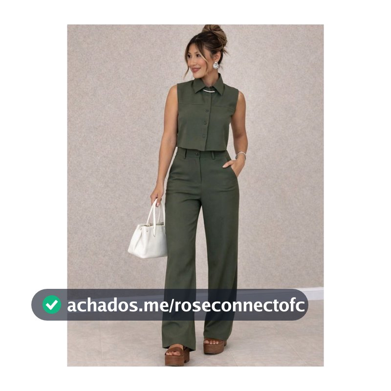 Conjunto Alfaiataria Calça E Colete Feminino Cintura Alta Elegante Social