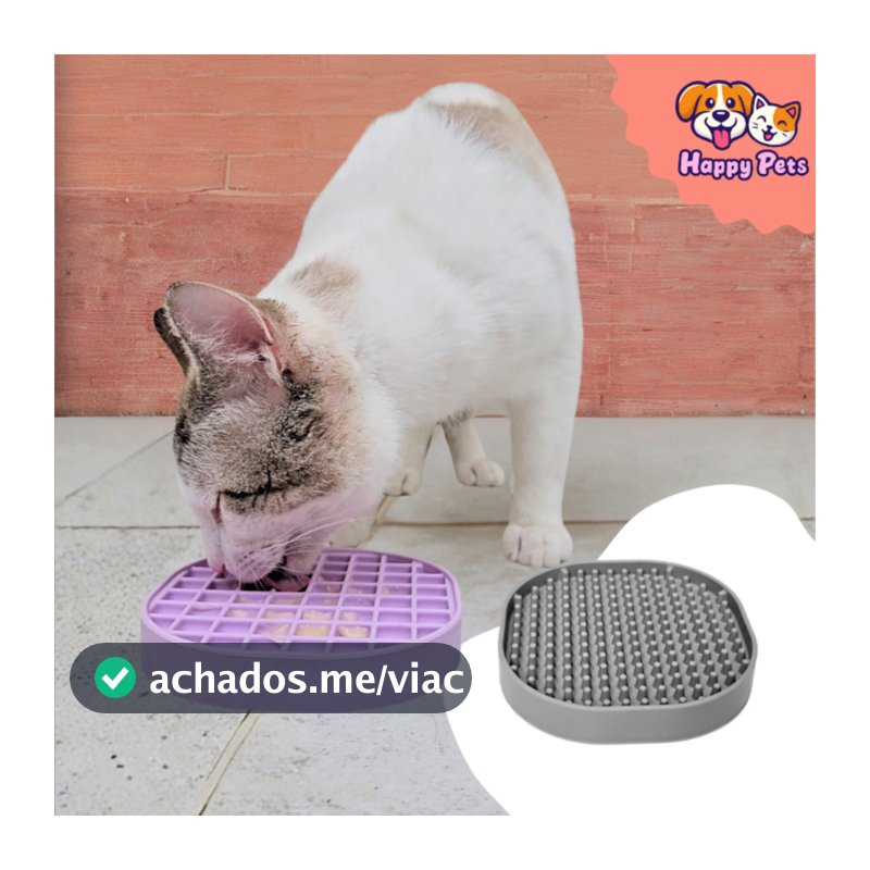 Comedouro Cat Lambe Para Alimentos Úmidos da Pet Games 2 em 1 Para Gato Divertido e Saudável