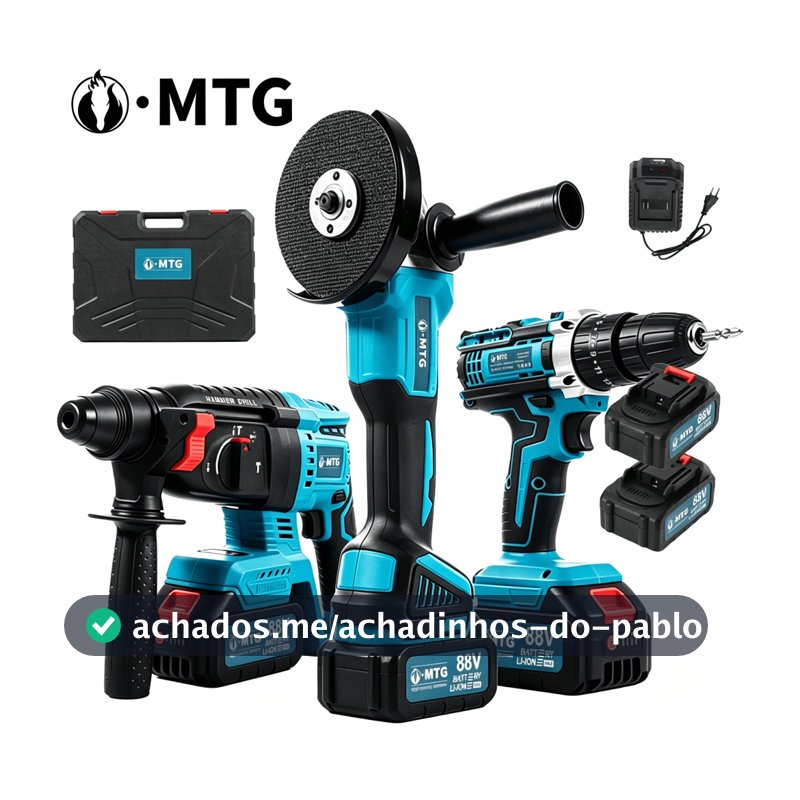 Kit 3 em 1 Brushless Sem Fio: Furadeira Parafusadeira, Chave de Impacto e Esmerilhadeira com Maleta
