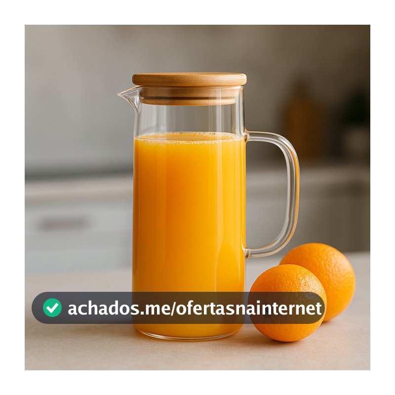 Jarra De Vidro Com Tampa Bambu 1L Suco Chá Hermética Com Vedação