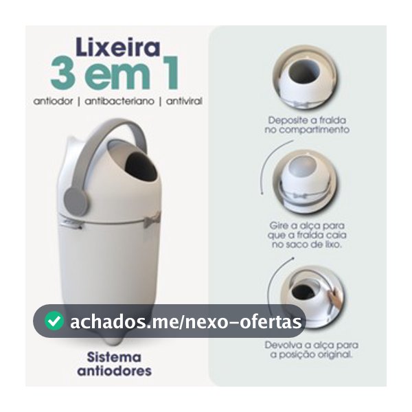 Lixeira Antiodor para quarto do Bebe, Banheiro, fraldas e Pet