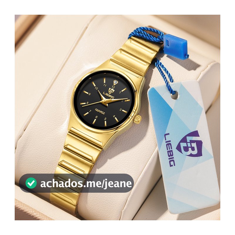 SKMEI 1024 Relógio feminino, marca original, relógio de quartzo, relógio dourado para casal, à prova d'água.