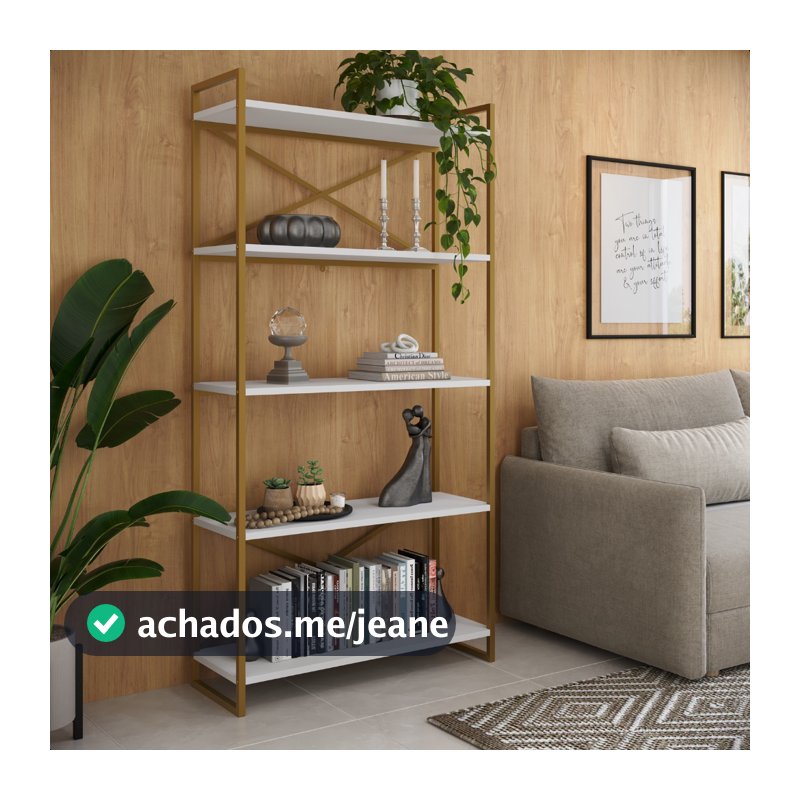 Estante Livreiro em Aço com Prateleiras Branco A1,83xL90cm