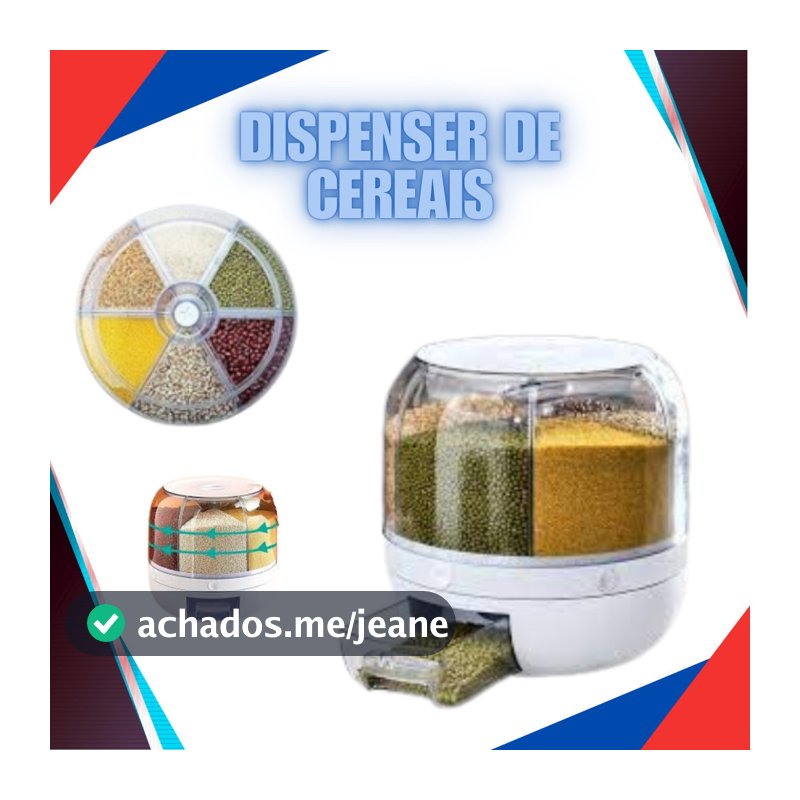 Dispenser De Alimentos Grãos E Cereais Giratório Com 6 Divisões 23cm
