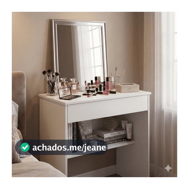 Bancada de Maquiagem com Gavetão e Base para Perfumes Toucador de Quarto Multifuncional e Elegante