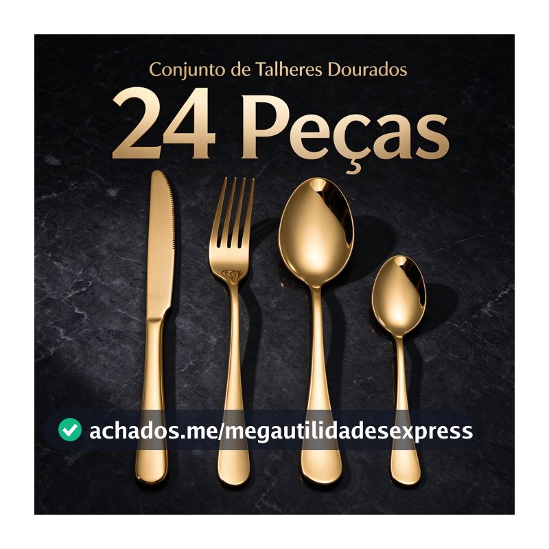 24 Pcs LouçA De Aço InoxidáVel Colher De Sobremesa Dourada / Luxuoso