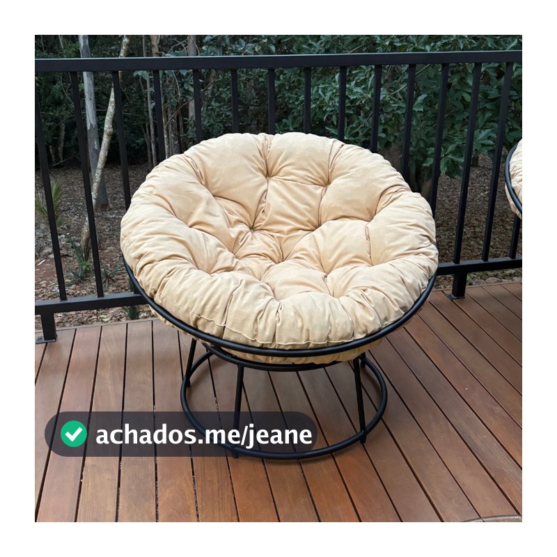 Poltrona Luar Decorativa Base de Ferro Preto Conforto Diversos Ambientes